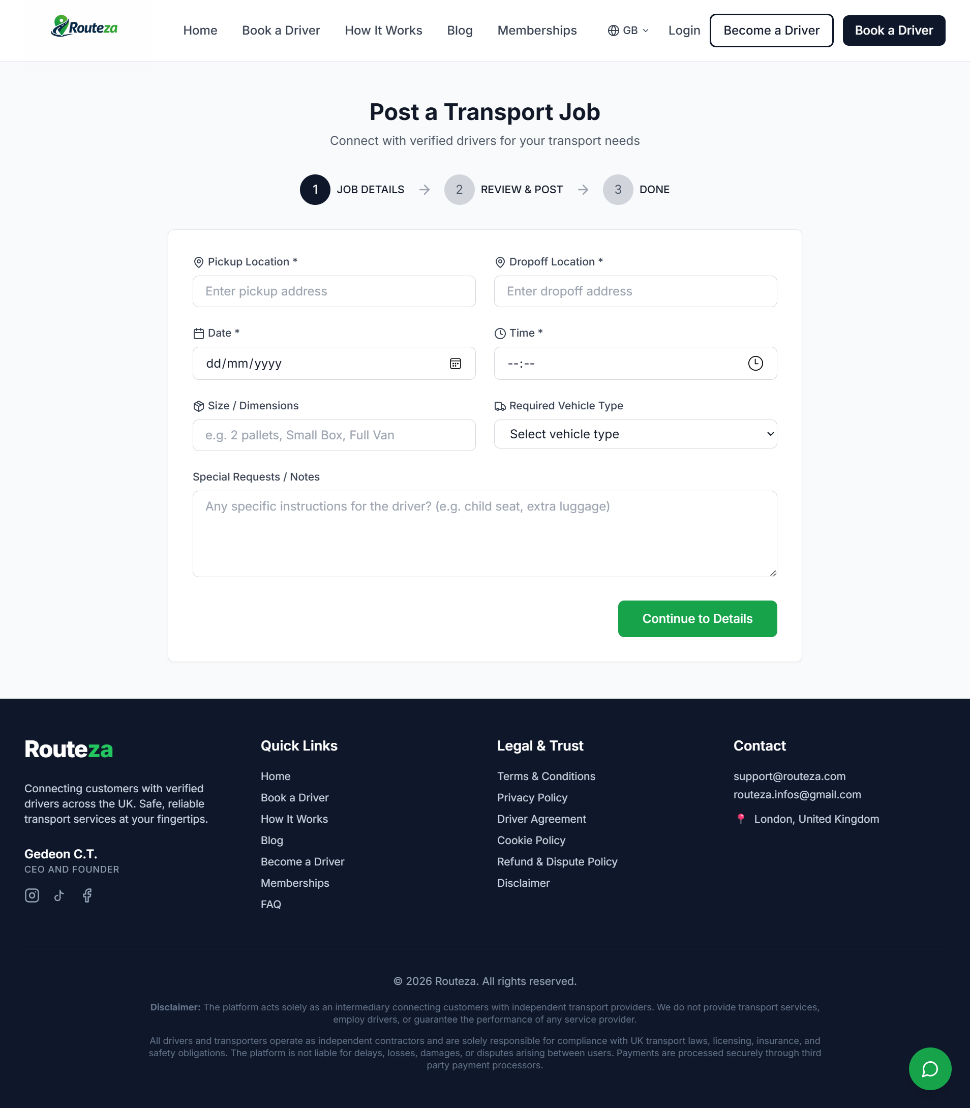 Routeza Book Driver